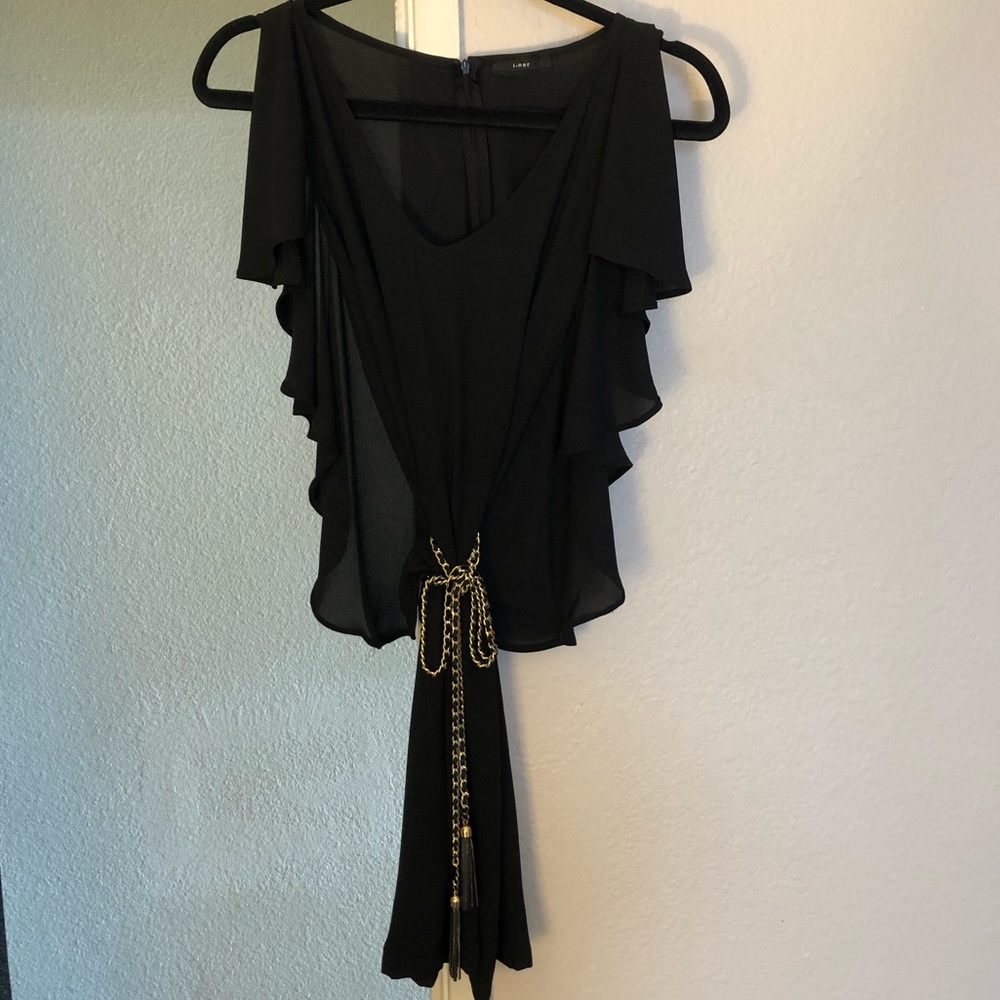 Black Cocktail Dress - Gold Braided Chain Tassel